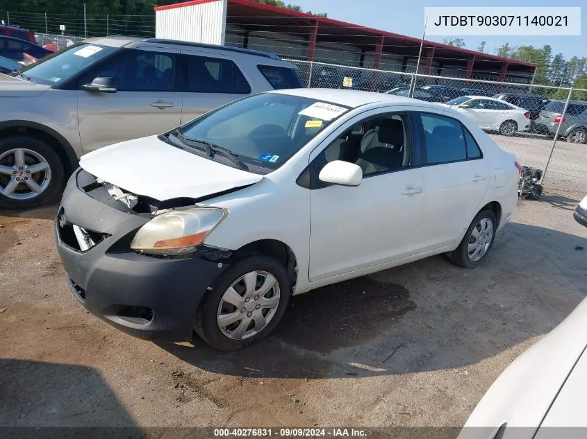 2007 Toyota Yaris VIN: JTDBT903071140021 Lot: 40276831