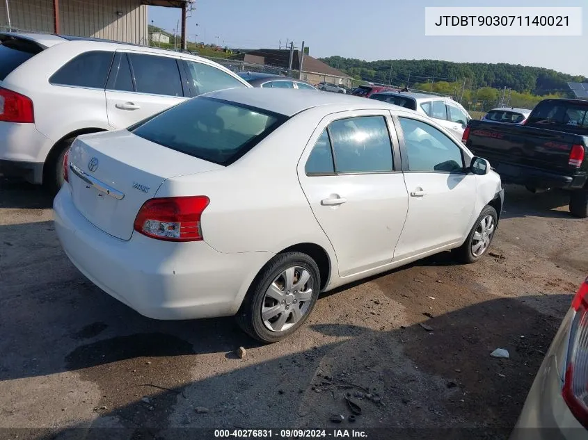 2007 Toyota Yaris VIN: JTDBT903071140021 Lot: 40276831