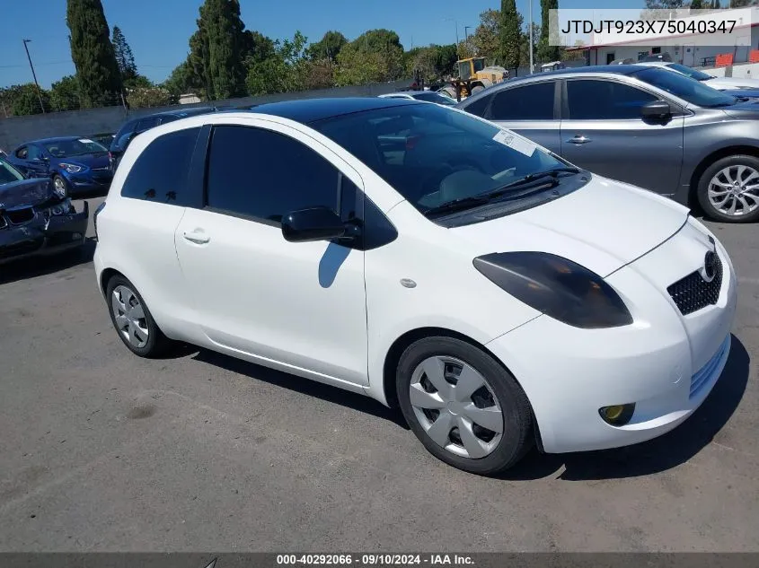 2007 Toyota Yaris VIN: JTDJT923X75040347 Lot: 40292066