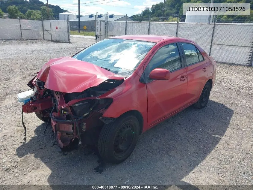 2007 Toyota Yaris VIN: JTDBT903371058526 Lot: 40318877