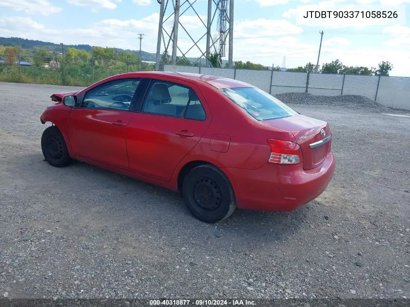 2007 Toyota Yaris VIN: JTDBT903371058526 Lot: 40318877