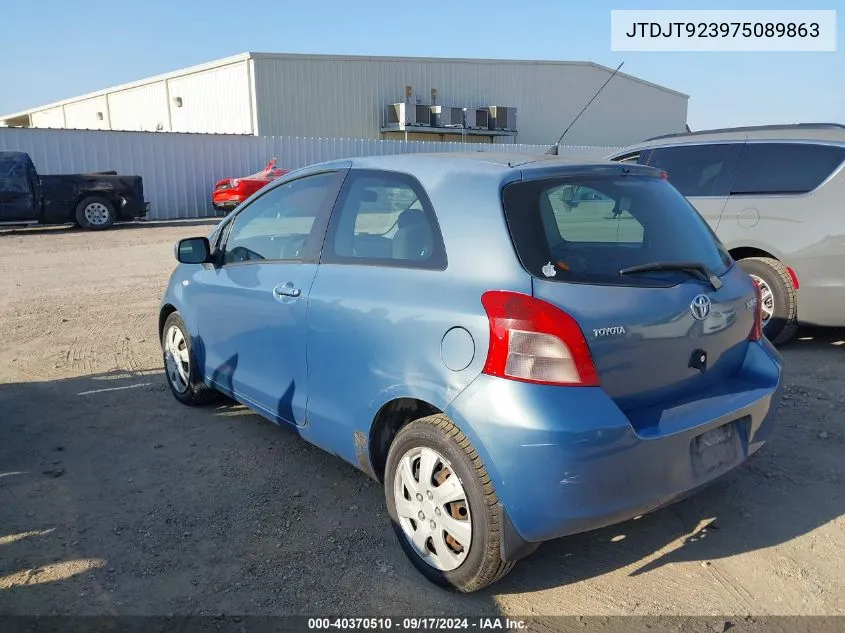 2007 Toyota Yaris VIN: JTDJT923975089863 Lot: 40370510