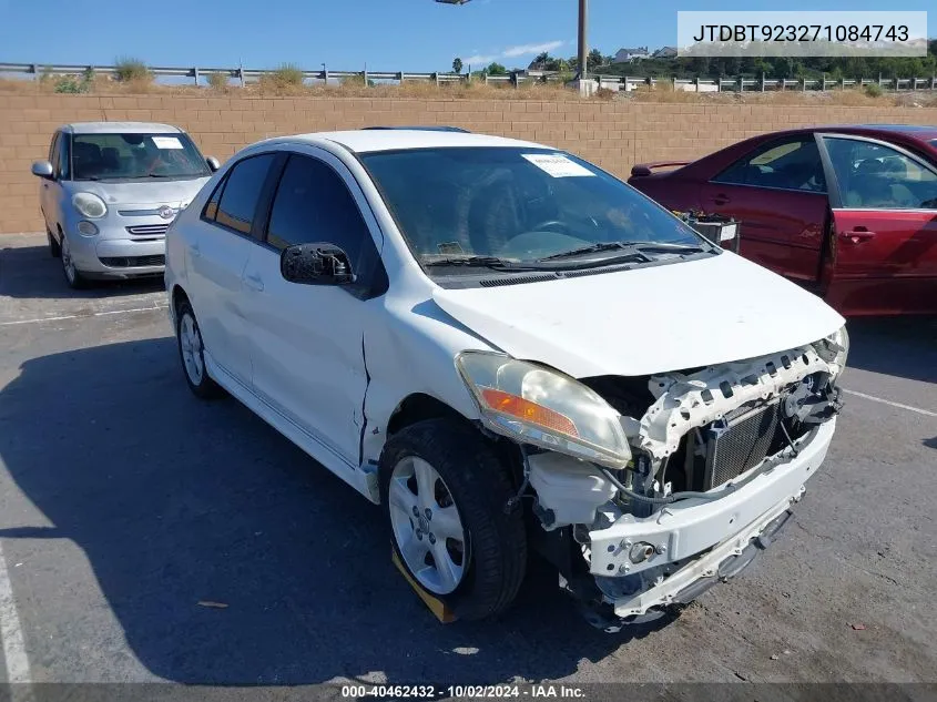 2007 Toyota Yaris S VIN: JTDBT923271084743 Lot: 40462432