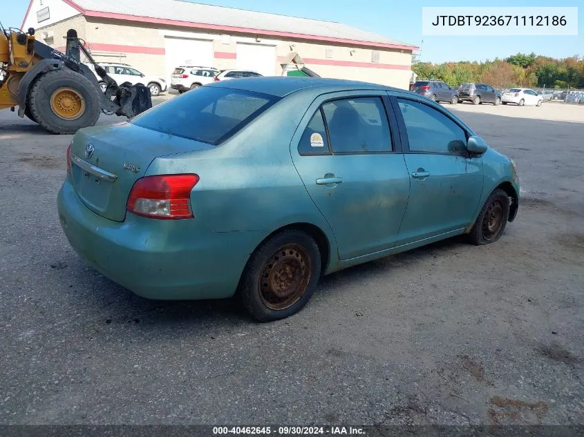 2007 Toyota Yaris VIN: JTDBT923671112186 Lot: 40462645