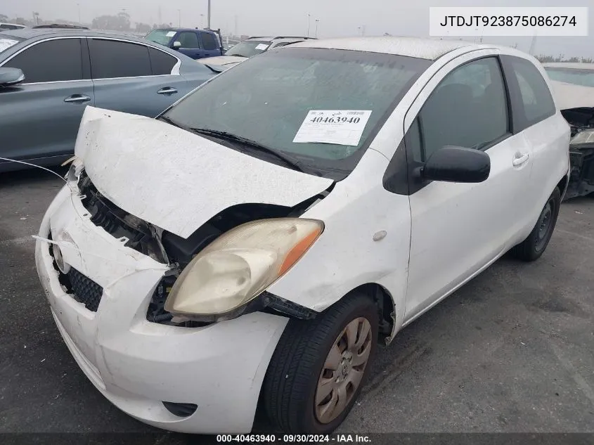 JTDJT923875086274 2007 Toyota Yaris