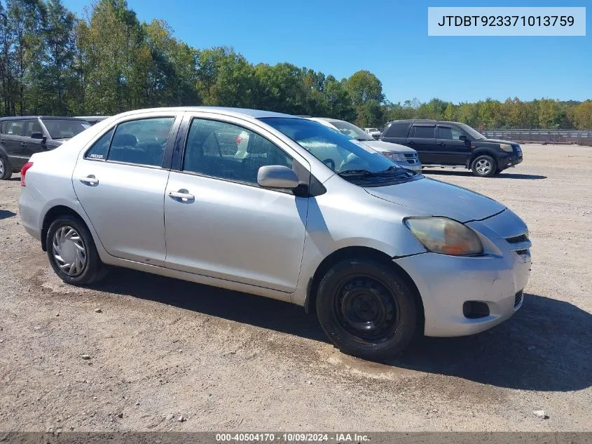 2007 Toyota Yaris VIN: JTDBT923371013759 Lot: 40504170