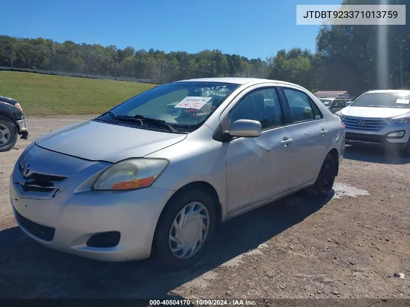 2007 Toyota Yaris VIN: JTDBT923371013759 Lot: 40504170