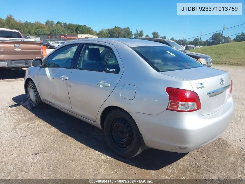 2007 Toyota Yaris VIN: JTDBT923371013759 Lot: 40504170