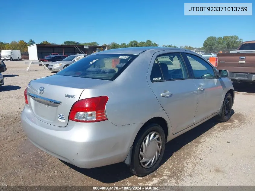 2007 Toyota Yaris VIN: JTDBT923371013759 Lot: 40504170