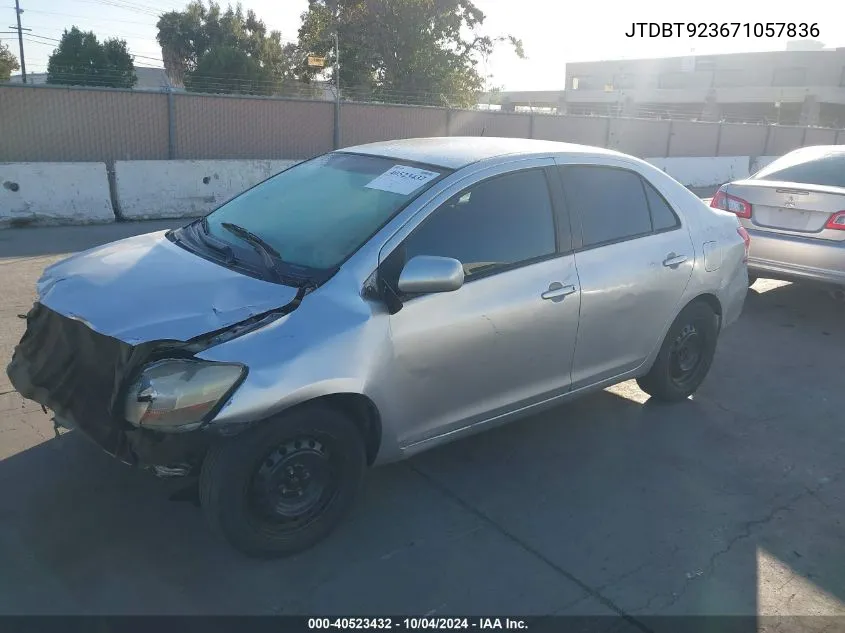 2007 Toyota Yaris VIN: JTDBT923671057836 Lot: 40523432