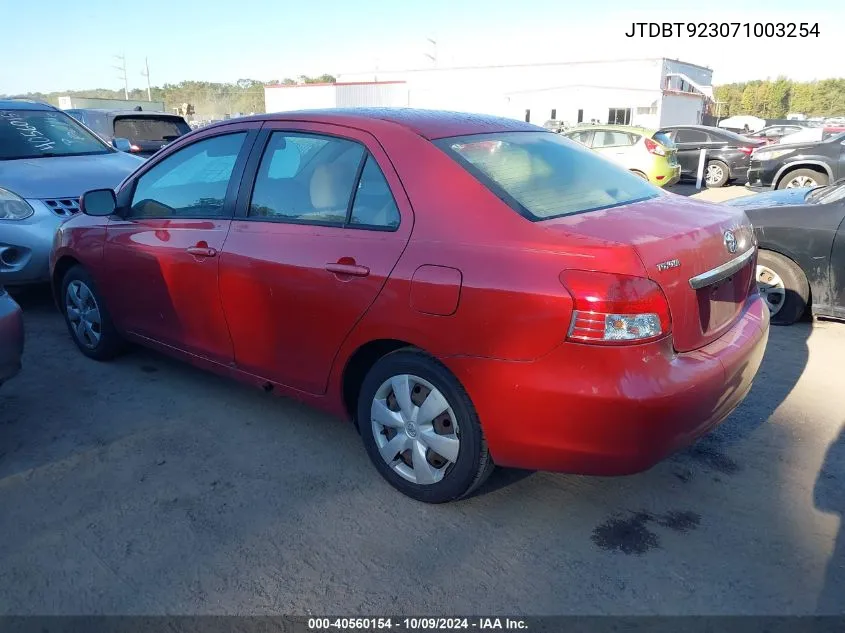 2007 Toyota Yaris VIN: JTDBT923071003254 Lot: 40560154