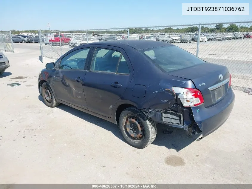 2007 Toyota Yaris VIN: JTDBT923871036762 Lot: 40626367