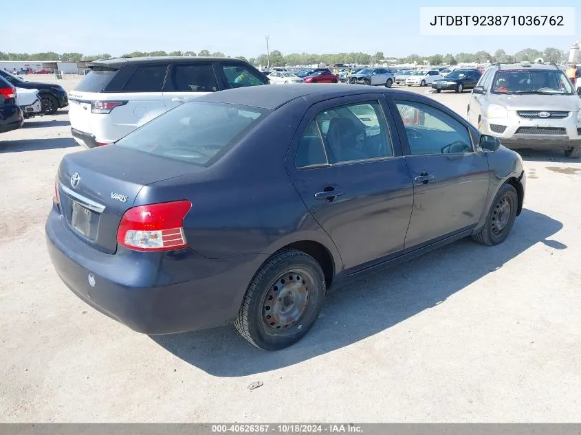 2007 Toyota Yaris VIN: JTDBT923871036762 Lot: 40626367