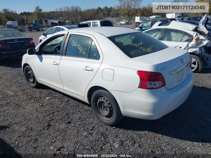 2007 Toyota Yaris VIN: JTDBT903171124345 Lot: 40644906