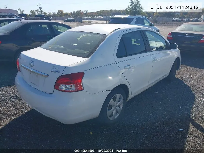 2007 Toyota Yaris VIN: JTDBT903171124345 Lot: 40644906