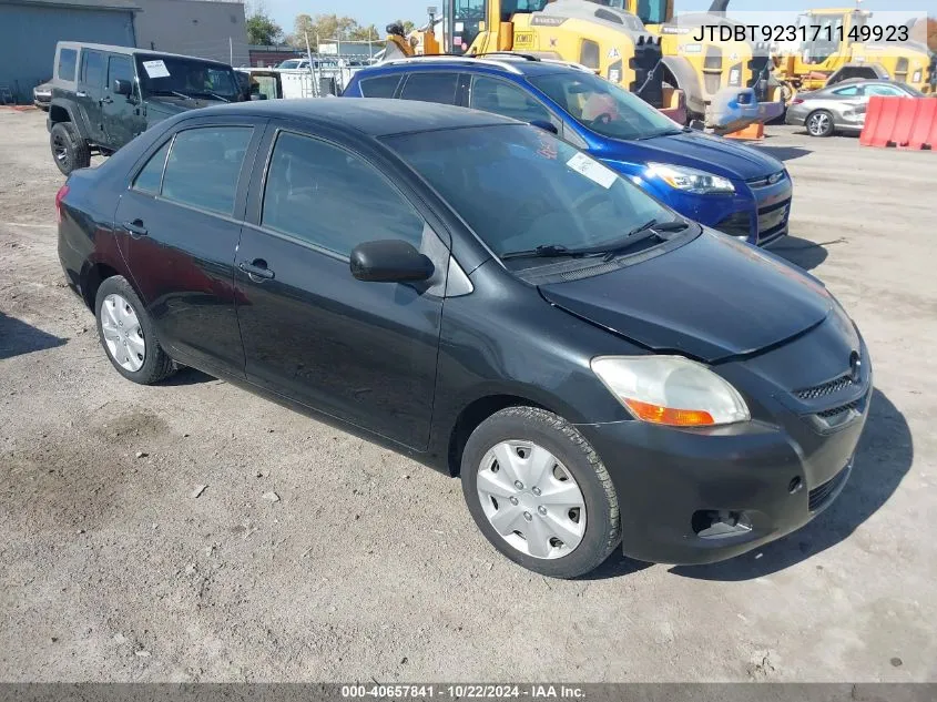 2007 Toyota Yaris VIN: JTDBT923171149923 Lot: 40657841