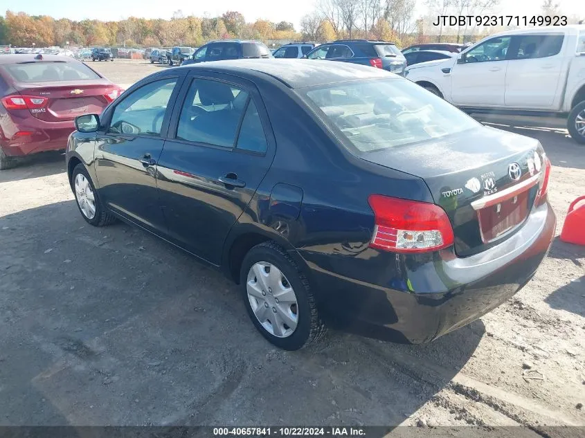 2007 Toyota Yaris VIN: JTDBT923171149923 Lot: 40657841