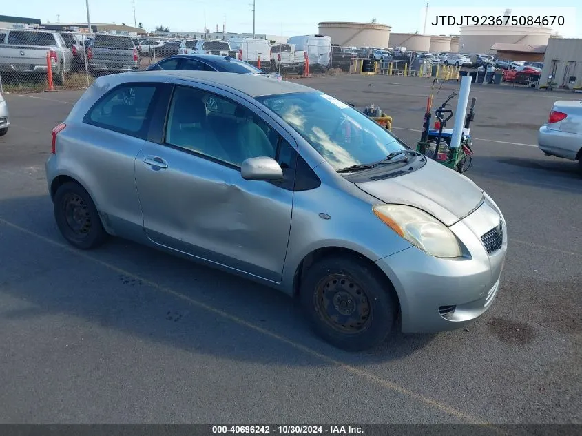 2007 Toyota Yaris VIN: JTDJT923675084670 Lot: 40696242