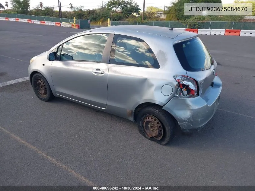 2007 Toyota Yaris VIN: JTDJT923675084670 Lot: 40696242