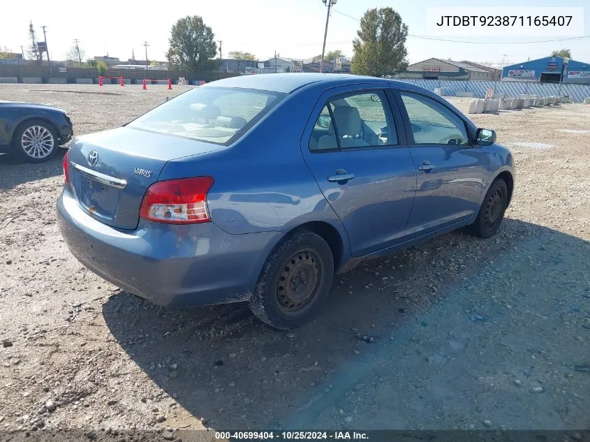 2007 Toyota Yaris VIN: JTDBT923871165407 Lot: 40699404