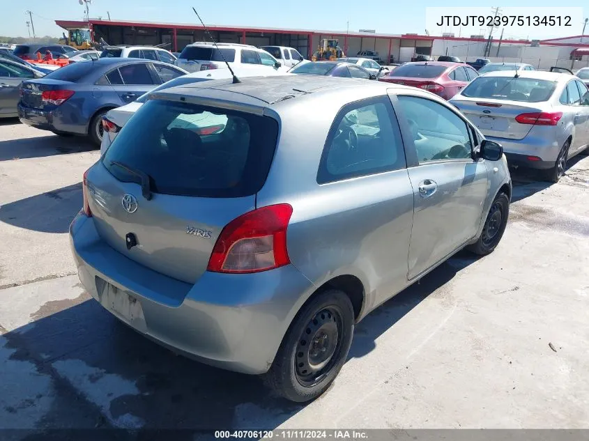 2007 Toyota Yaris VIN: JTDJT923975134512 Lot: 40706120