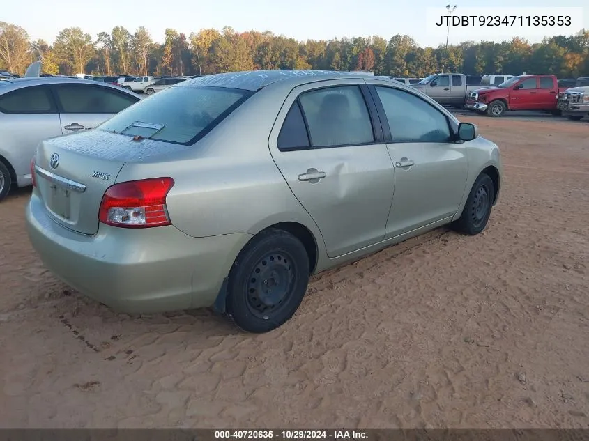 2007 Toyota Yaris VIN: JTDBT923471135353 Lot: 40720635