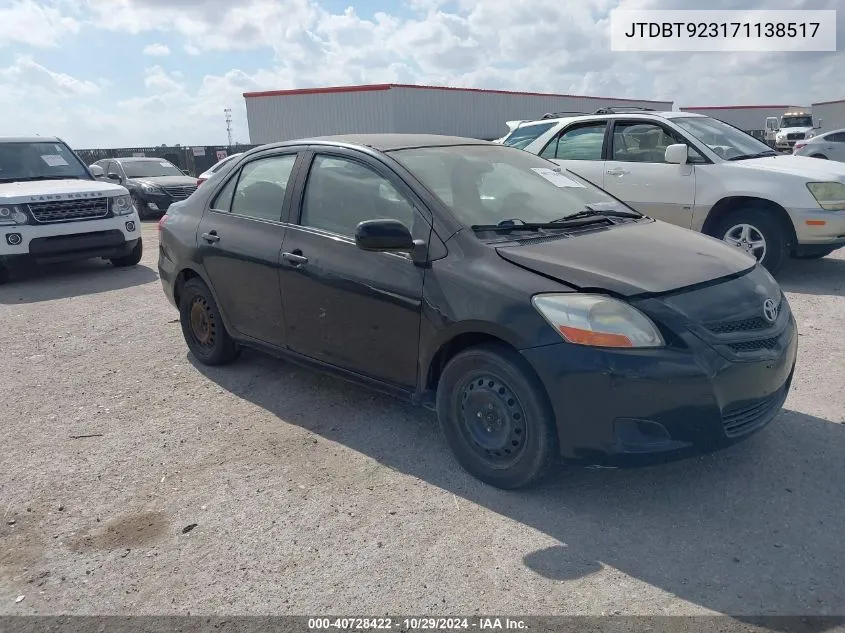 2007 Toyota Yaris VIN: JTDBT923171138517 Lot: 40728422