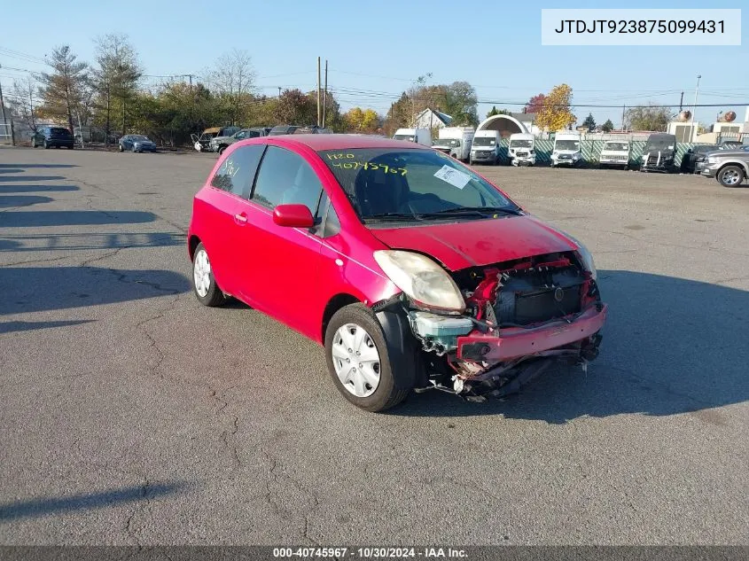 2007 Toyota Yaris VIN: JTDJT923875099431 Lot: 40745967