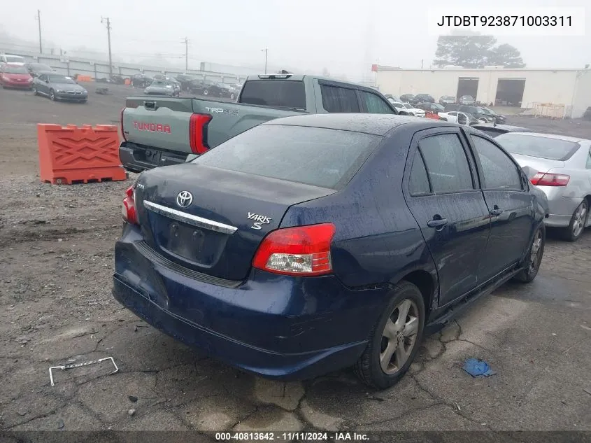 2007 Toyota Yaris VIN: JTDBT923871003311 Lot: 40813642