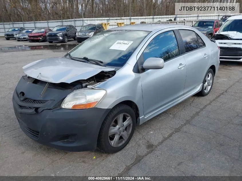 2007 Toyota Yaris S VIN: JTDBT923771140188 Lot: 40829661