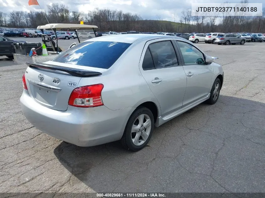 2007 Toyota Yaris S VIN: JTDBT923771140188 Lot: 40829661