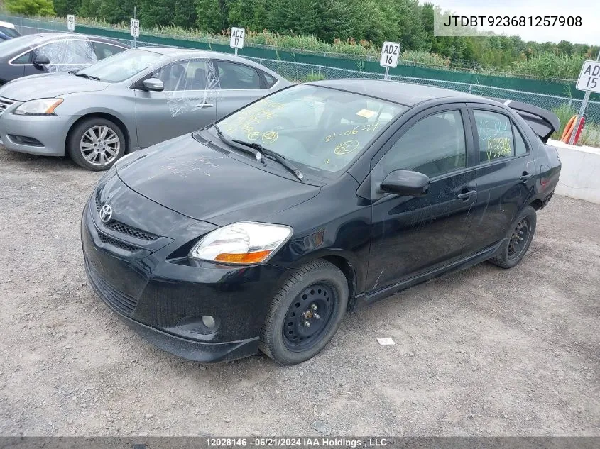 2008 Toyota Yaris VIN: JTDBT923681257908 Lot: 12028146