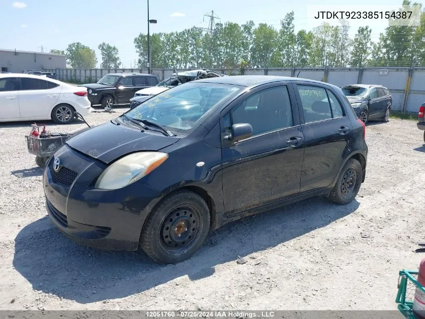 2008 Toyota Yaris VIN: JTDKT923385154387 Lot: 12051760