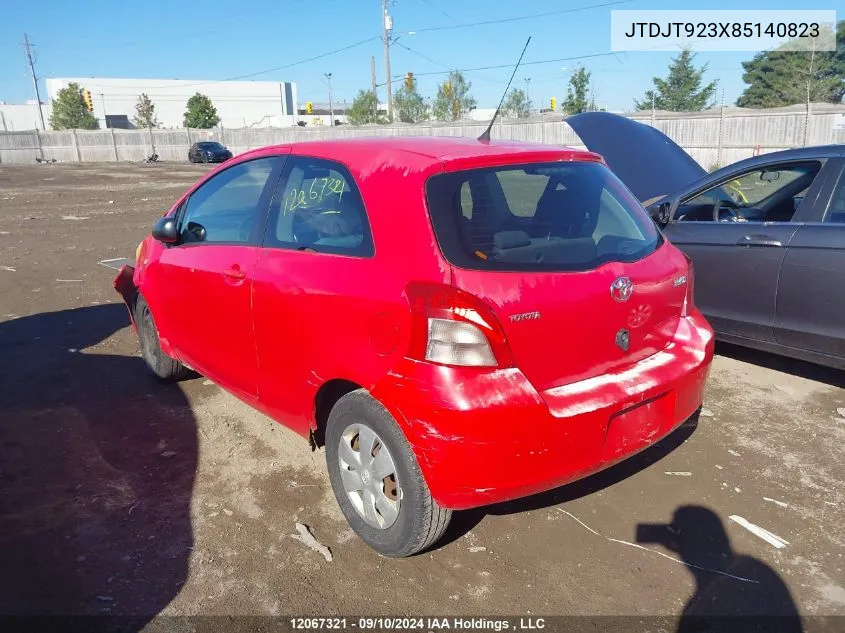 2008 Toyota Yaris VIN: JTDJT923X85140823 Lot: 12067321