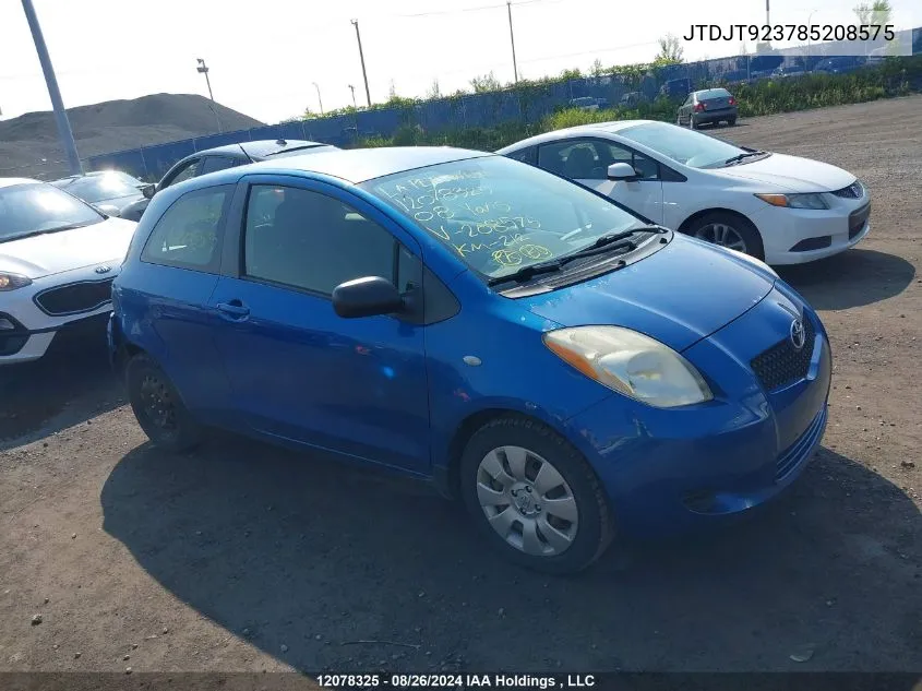 2008 Toyota Yaris VIN: JTDJT923785208575 Lot: 12078325