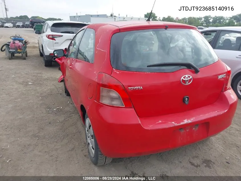 2008 Toyota Yaris VIN: JTDJT923685140916 Lot: 12085006