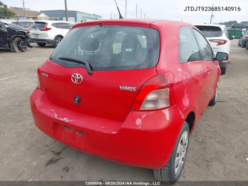 2008 Toyota Yaris VIN: JTDJT923685140916 Lot: 12085006