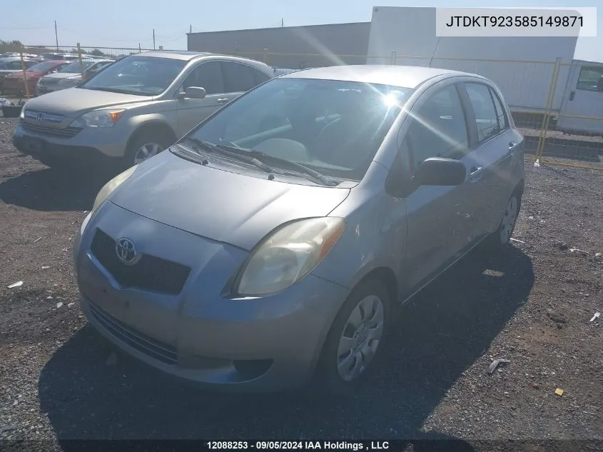 2008 Toyota Yaris Rs VIN: JTDKT923585149871 Lot: 12088253