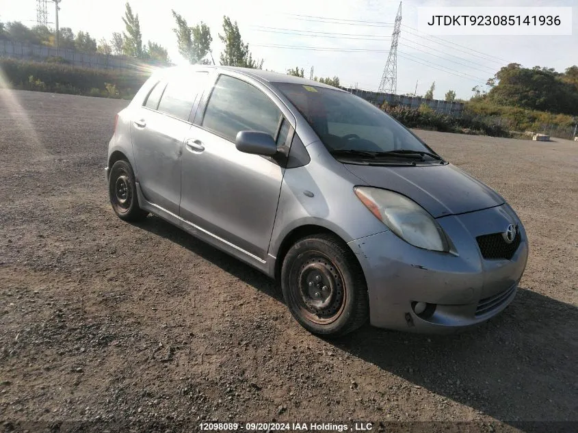 2008 Toyota Yaris VIN: JTDKT923085141936 Lot: 12098089