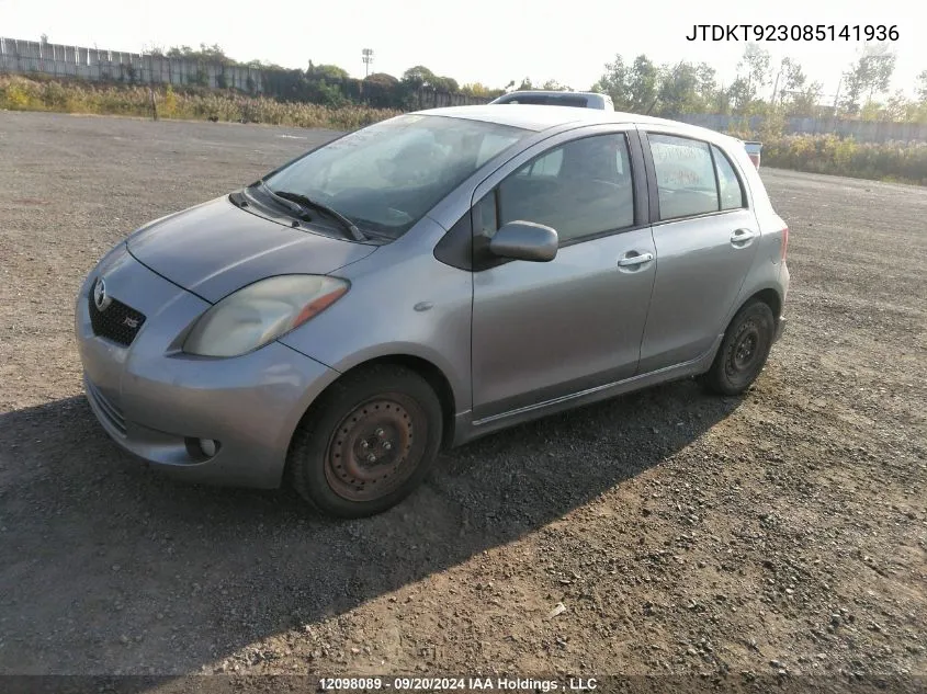 JTDKT923085141936 2008 Toyota Yaris