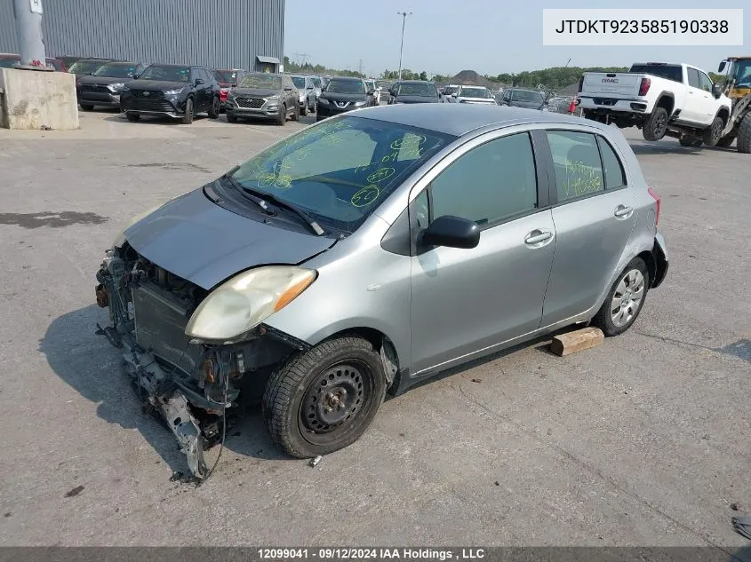 2008 Toyota Yaris VIN: JTDKT923585190338 Lot: 12099041