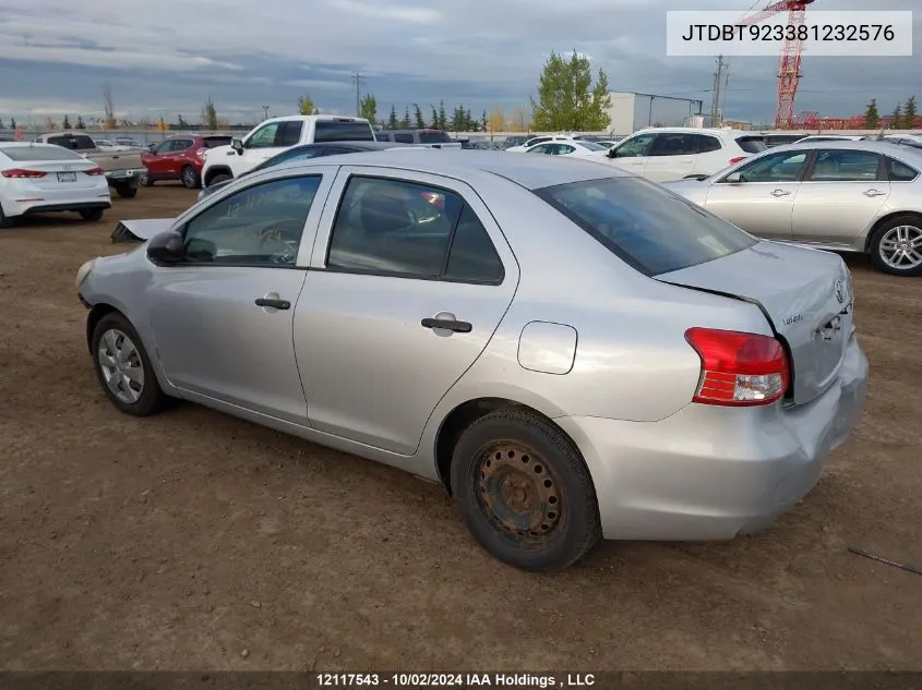 2008 Toyota Yaris VIN: JTDBT923381232576 Lot: 12117543