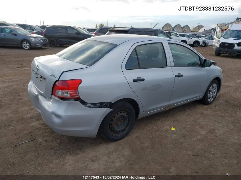 2008 Toyota Yaris VIN: JTDBT923381232576 Lot: 12117543