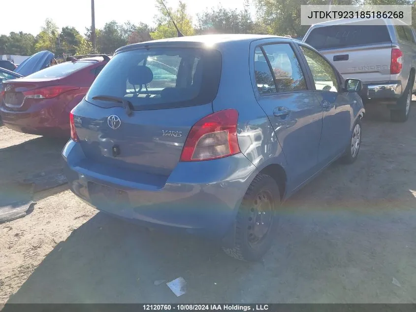 2008 Toyota Yaris Rs VIN: JTDKT923185186268 Lot: 12120760