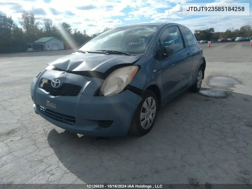 2008 Toyota Yaris VIN: JTDJT923585184258 Lot: 12126820