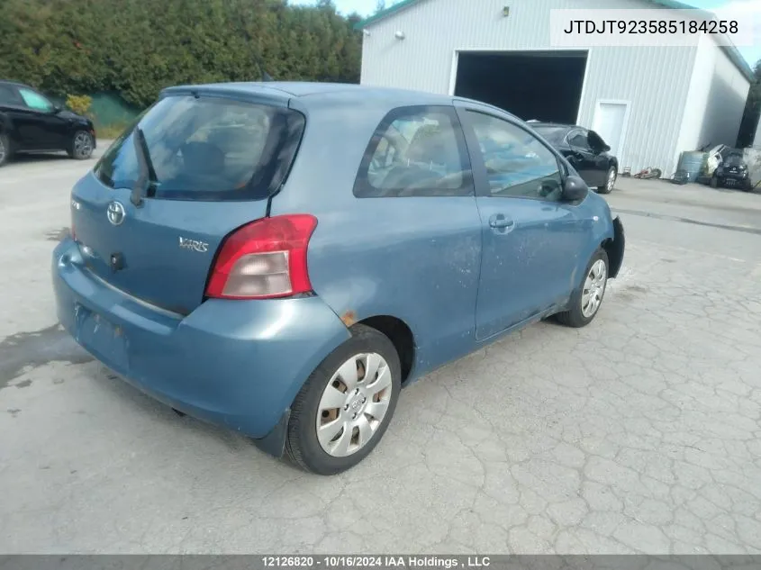 2008 Toyota Yaris VIN: JTDJT923585184258 Lot: 12126820