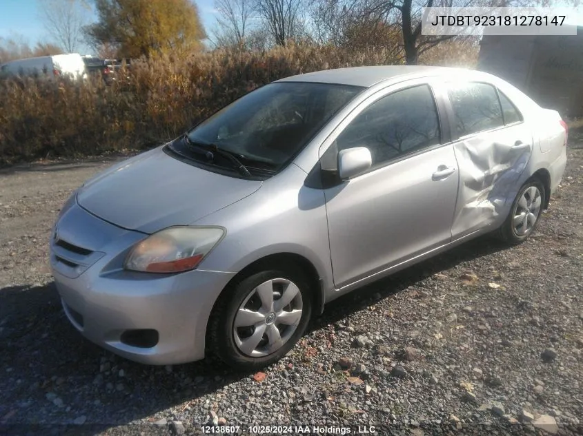 2008 Toyota Yaris VIN: JTDBT923181278147 Lot: 12138607