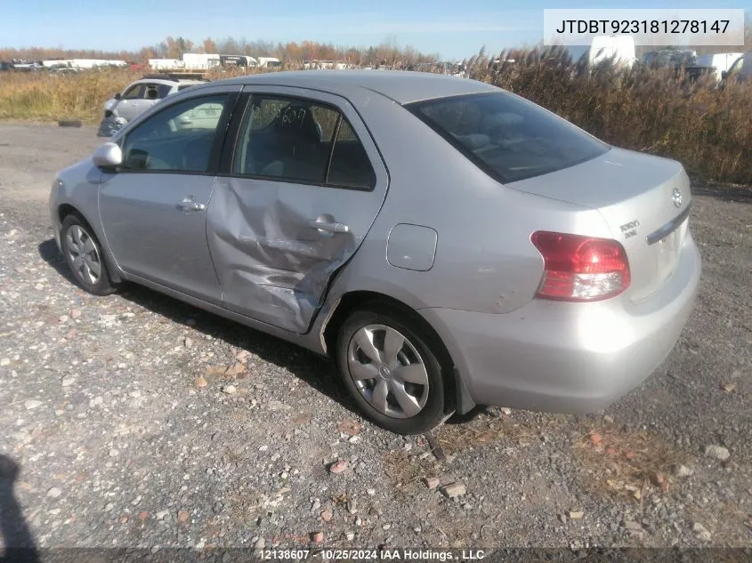 2008 Toyota Yaris VIN: JTDBT923181278147 Lot: 12138607