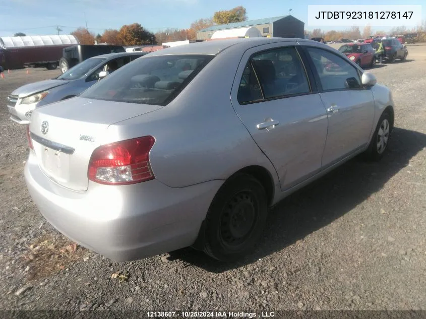 2008 Toyota Yaris VIN: JTDBT923181278147 Lot: 12138607