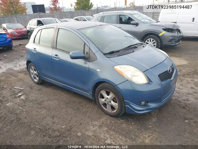 2008 Toyota Yaris VIN: JTDKT923985194487 Lot: 12142816